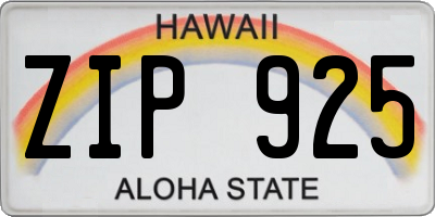 HI license plate ZIP925