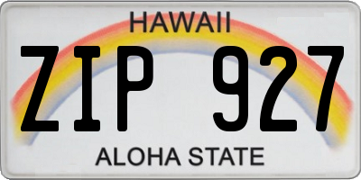 HI license plate ZIP927
