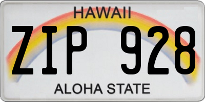 HI license plate ZIP928