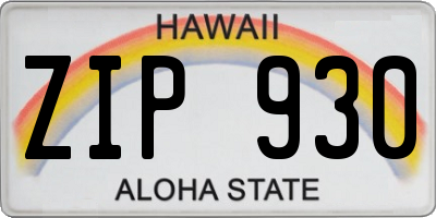 HI license plate ZIP930