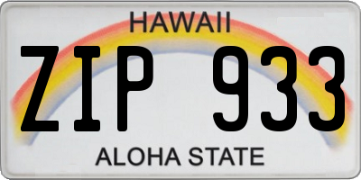 HI license plate ZIP933