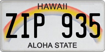 HI license plate ZIP935
