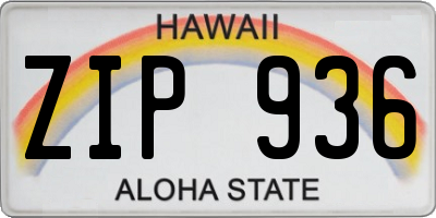 HI license plate ZIP936