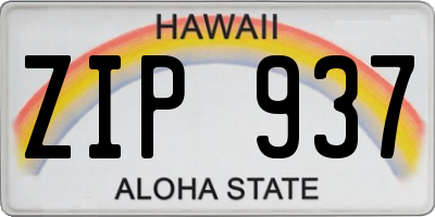 HI license plate ZIP937