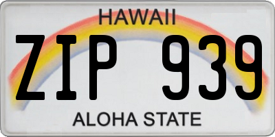 HI license plate ZIP939