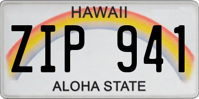 HI license plate ZIP941