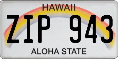 HI license plate ZIP943