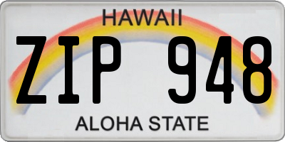 HI license plate ZIP948