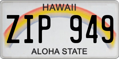 HI license plate ZIP949