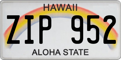 HI license plate ZIP952