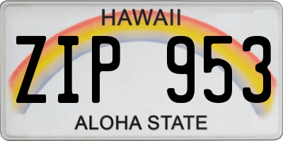 HI license plate ZIP953