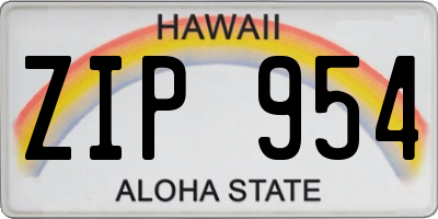 HI license plate ZIP954