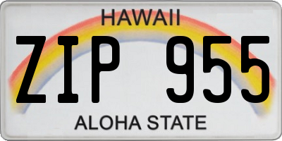 HI license plate ZIP955