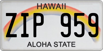 HI license plate ZIP959