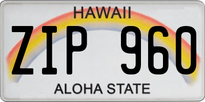 HI license plate ZIP960
