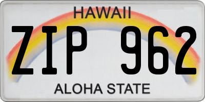 HI license plate ZIP962