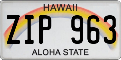 HI license plate ZIP963