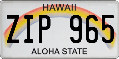 HI license plate ZIP965
