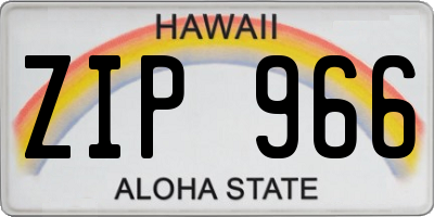 HI license plate ZIP966
