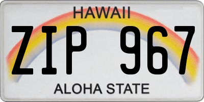 HI license plate ZIP967
