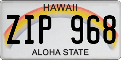 HI license plate ZIP968