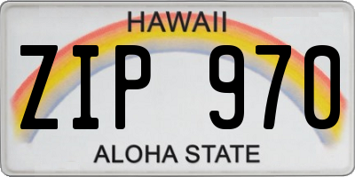 HI license plate ZIP970