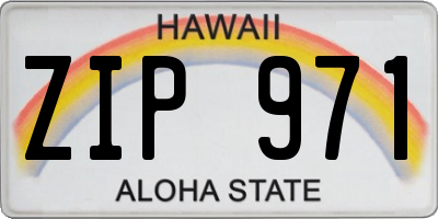 HI license plate ZIP971