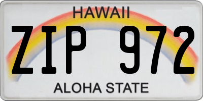 HI license plate ZIP972