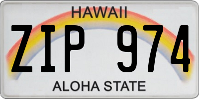 HI license plate ZIP974