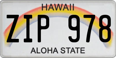 HI license plate ZIP978