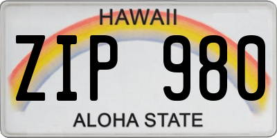 HI license plate ZIP980