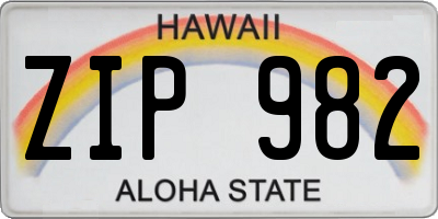 HI license plate ZIP982
