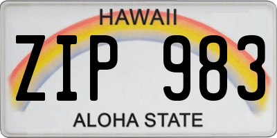 HI license plate ZIP983