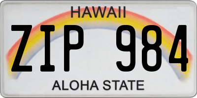 HI license plate ZIP984