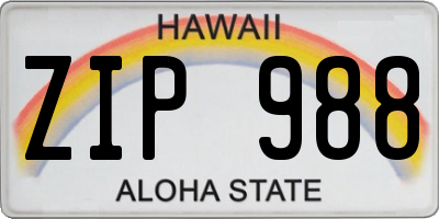 HI license plate ZIP988
