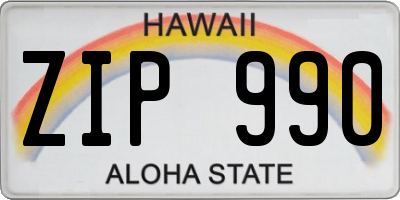 HI license plate ZIP990