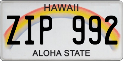 HI license plate ZIP992