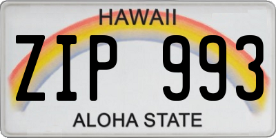 HI license plate ZIP993