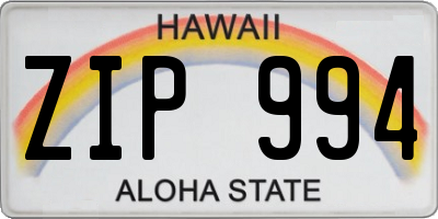 HI license plate ZIP994