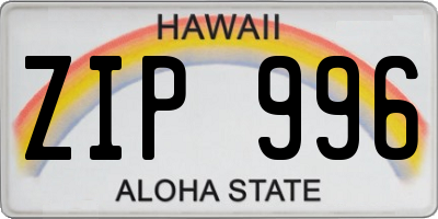 HI license plate ZIP996