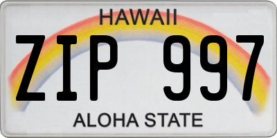 HI license plate ZIP997