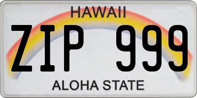 HI license plate ZIP999