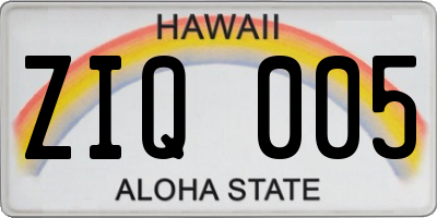 HI license plate ZIQ005