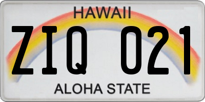HI license plate ZIQ021