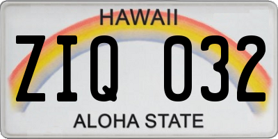 HI license plate ZIQ032