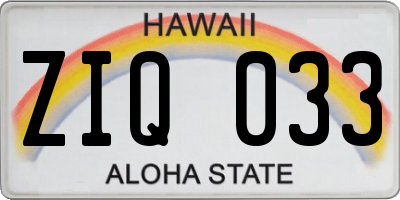 HI license plate ZIQ033