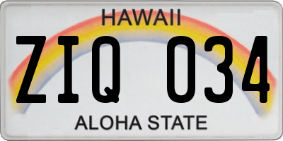 HI license plate ZIQ034