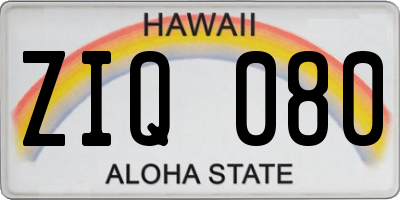 HI license plate ZIQ080