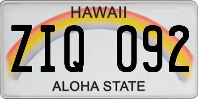 HI license plate ZIQ092