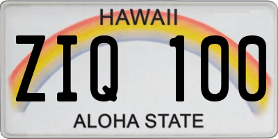 HI license plate ZIQ100
